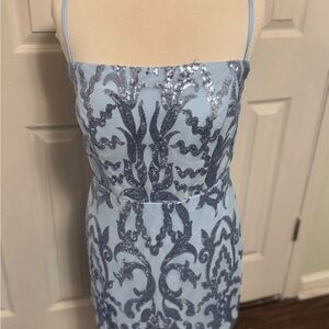 Elegant Blue Sequin Dress